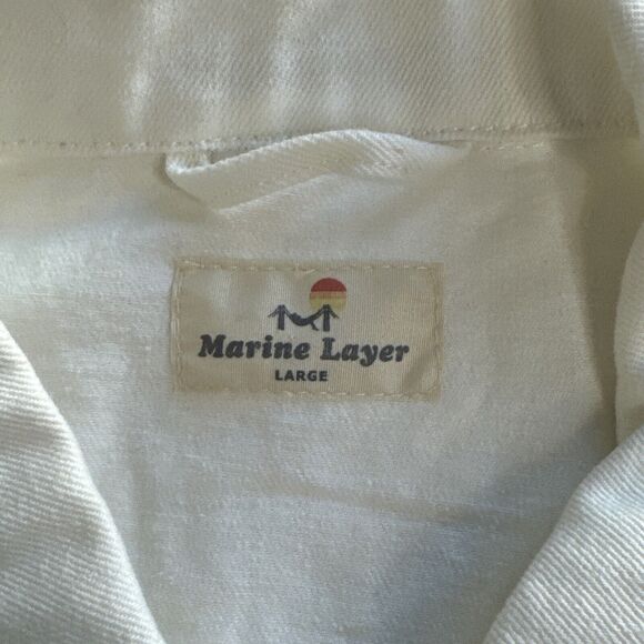 Marine Layer Women's White Button-Front Denim Jacket Size Large - Picture 3 of 5